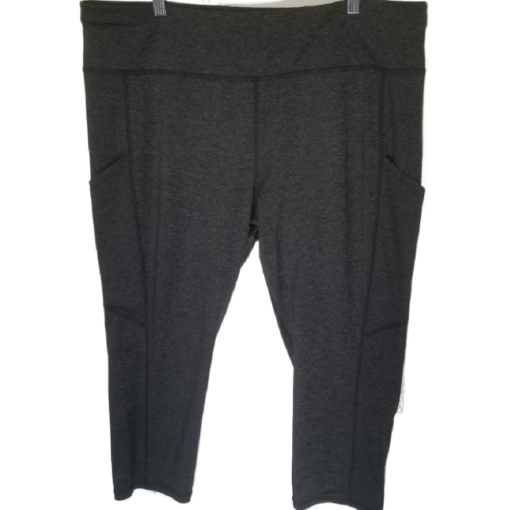 NWOT Women's Plus Xersion Performance Wear Mid-Rise Fitted Leggings Charcoal 2X